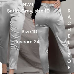 NWT Rachel Zoe Gray Satin Pants, size 10
